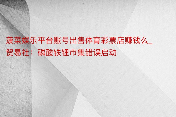 菠菜娱乐平台账号出售体育彩票店赚钱么_贸易社：磷酸铁锂市集错误启动